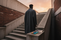Art-directed brutalist London world. Orange Sky Diamond MagSafe phone case set against monumental brutalist London architecture in an art-directed urban scene