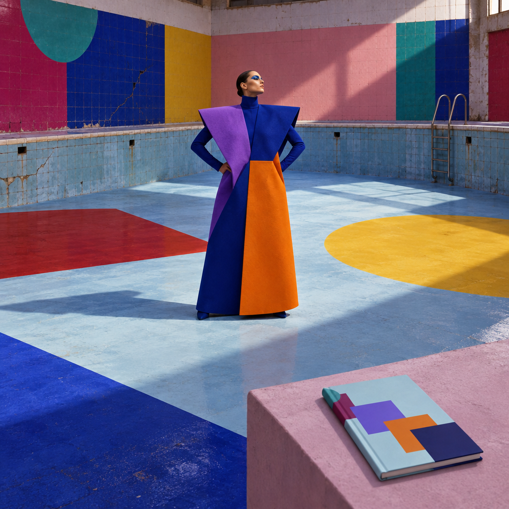 Avant-garde performer, disused swimming pool installation
