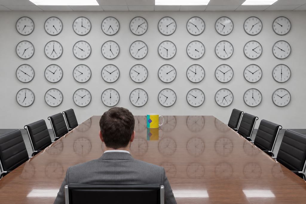Boardroom clocks absurdism