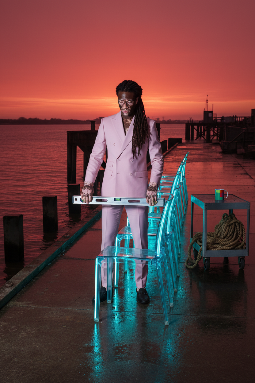 Brunswick Wharf cyan-chair installation