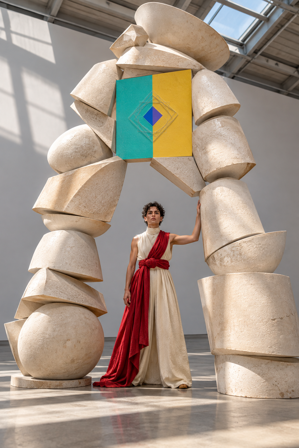 Ceramic arch with a visitor