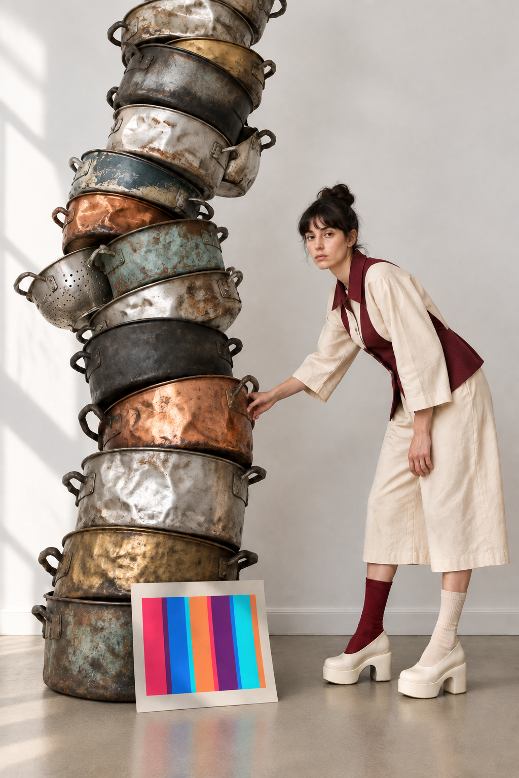 Cooking-pot installation with integrated lighting