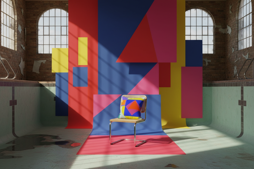 Disused swimming-pool colour installation