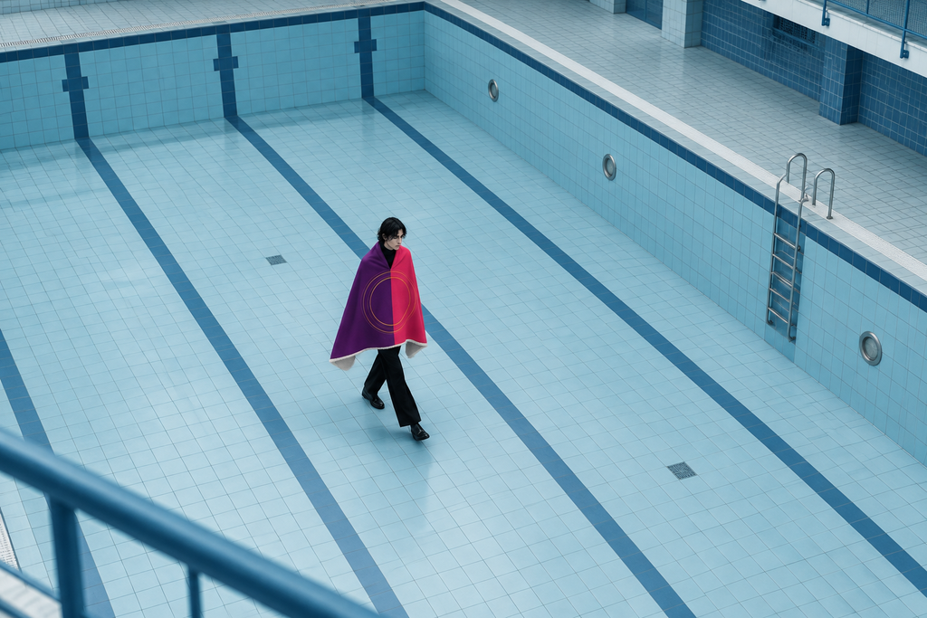 Empty swimming pool fashion editorial
