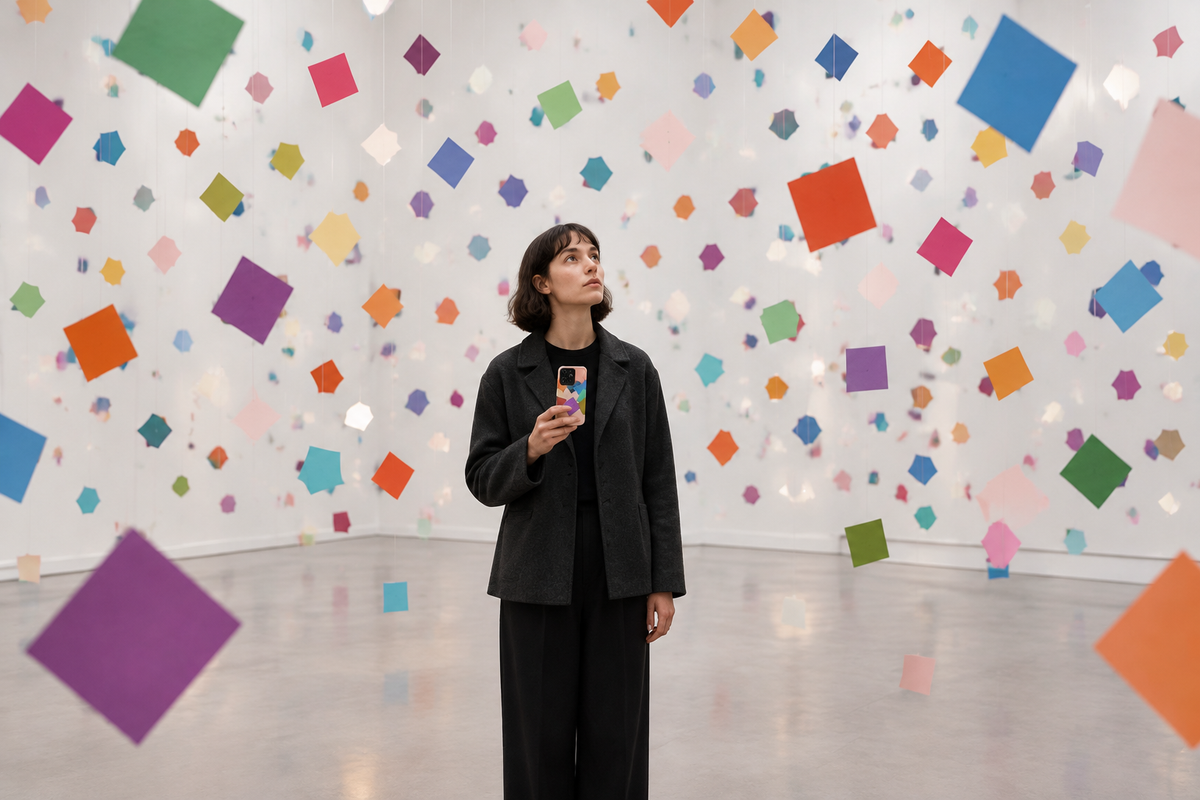 Frozen floating confetti field installation