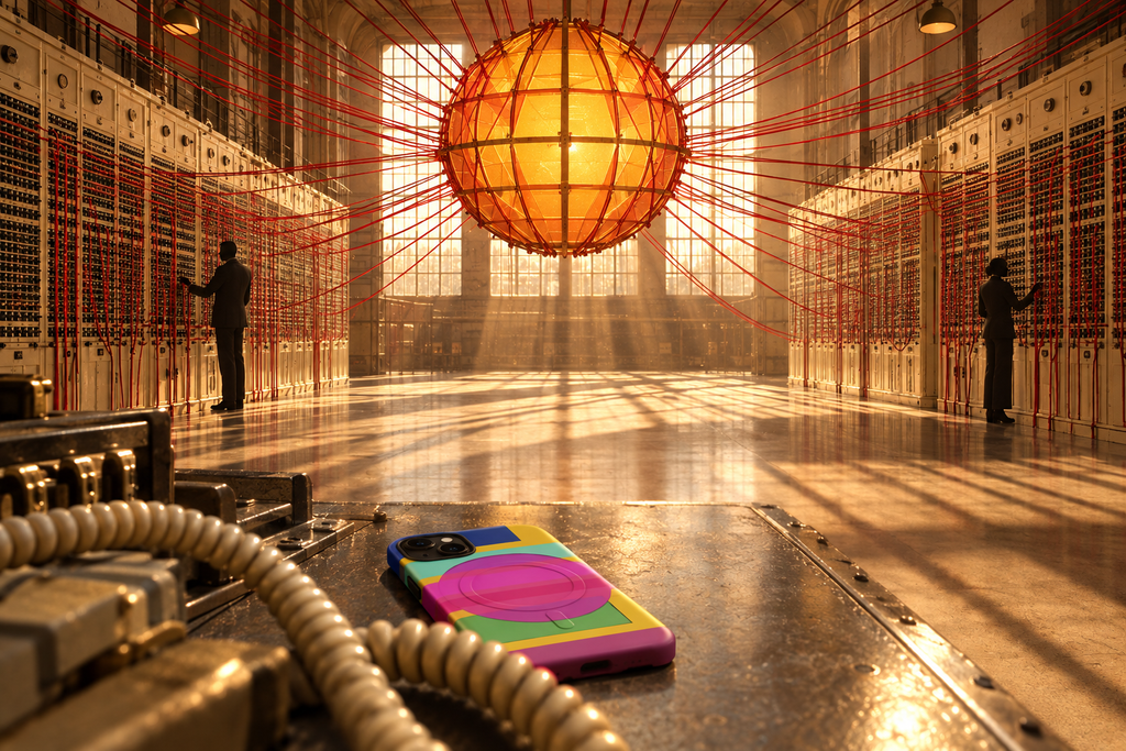 Geometric cord installation inside a decommissioned telephone exchange