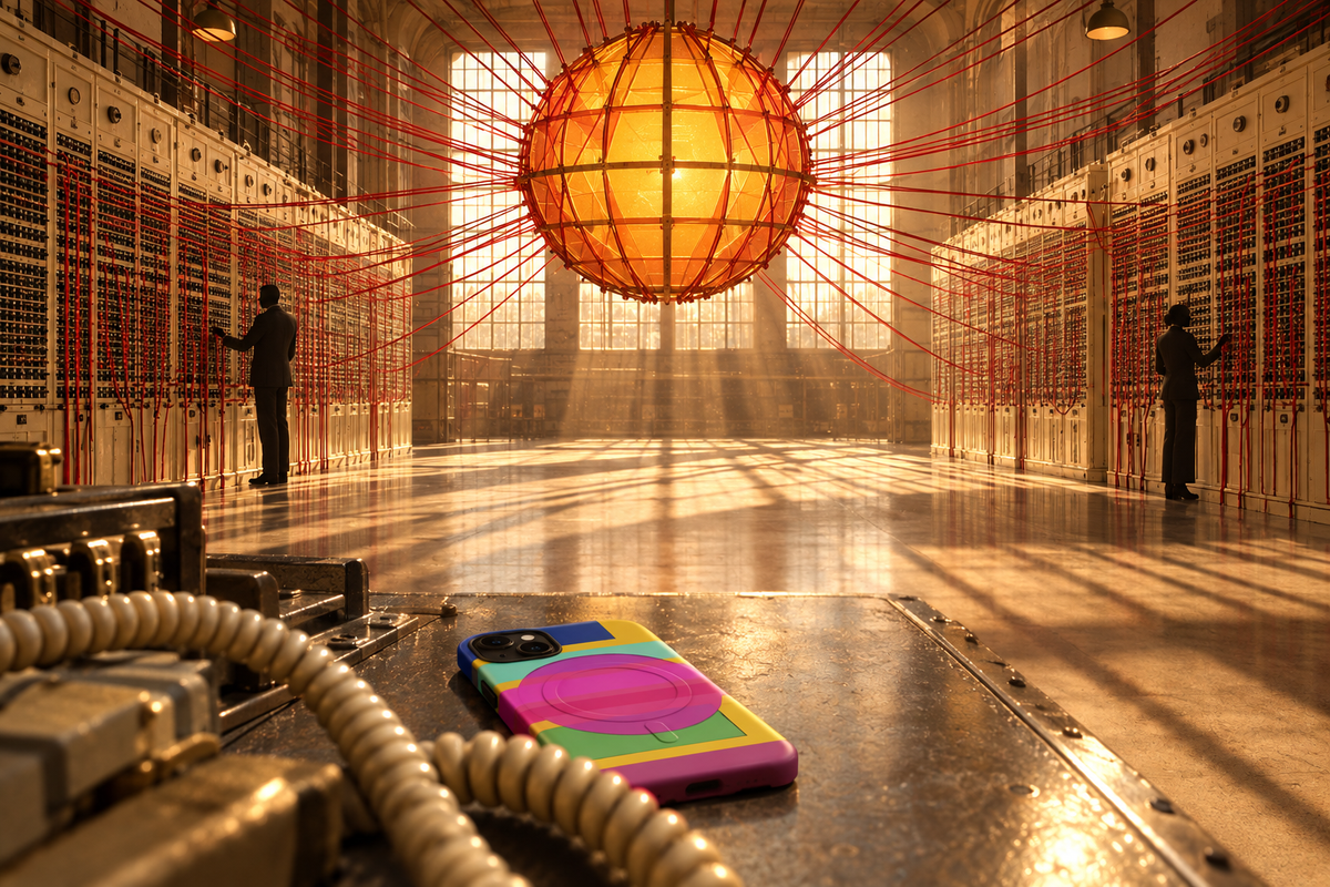 Geometric cord installation inside a decommissioned telephone exchange