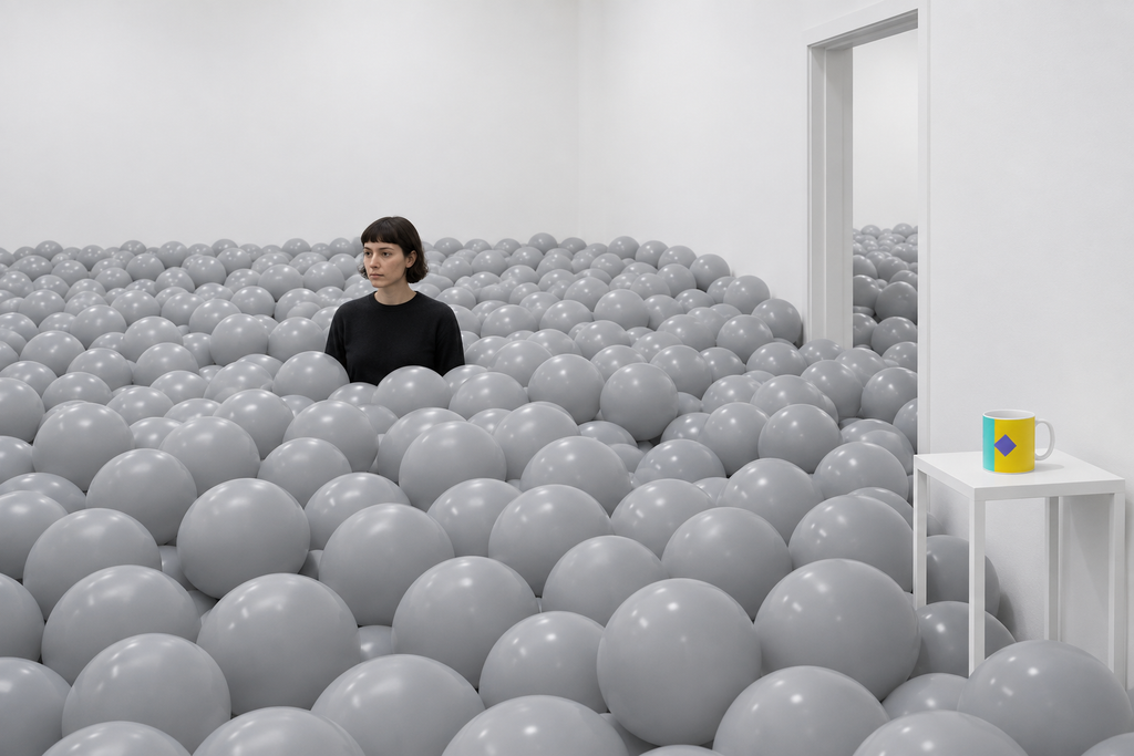 Grey balloon room installation
