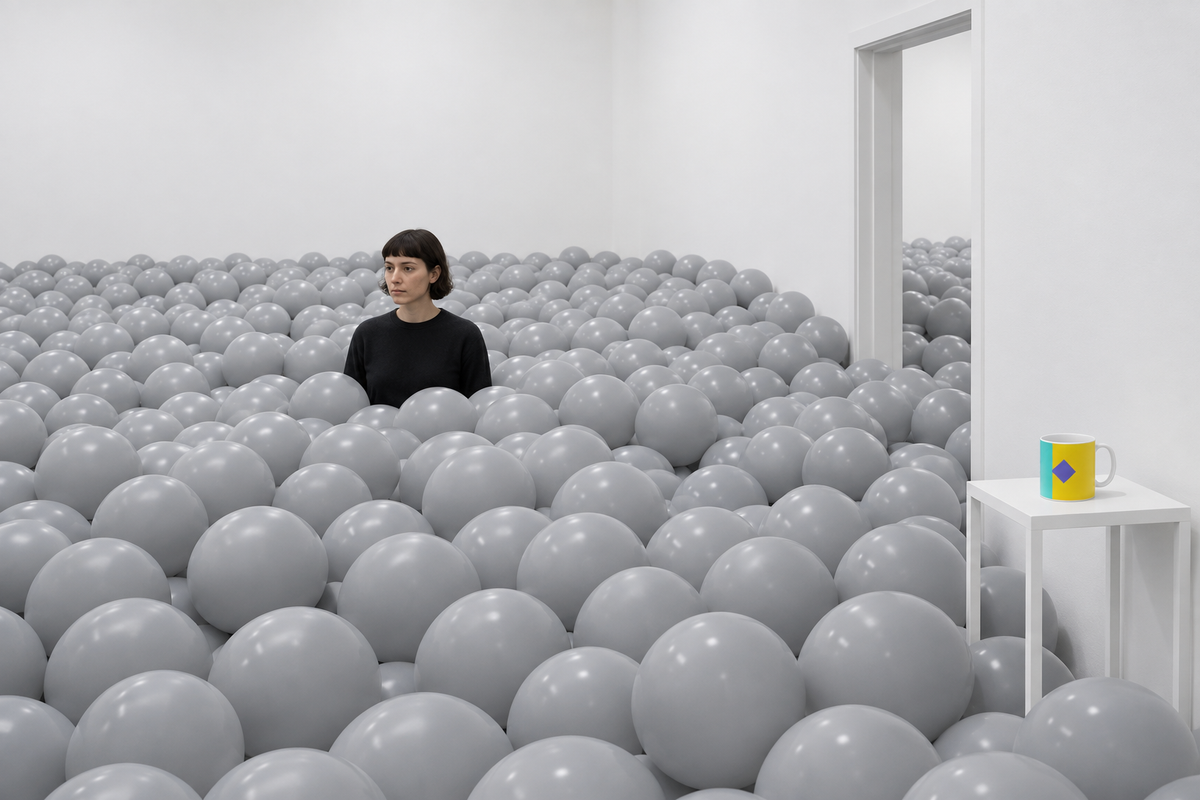 Grey balloon room installation