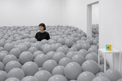 Grey balloon room installation
