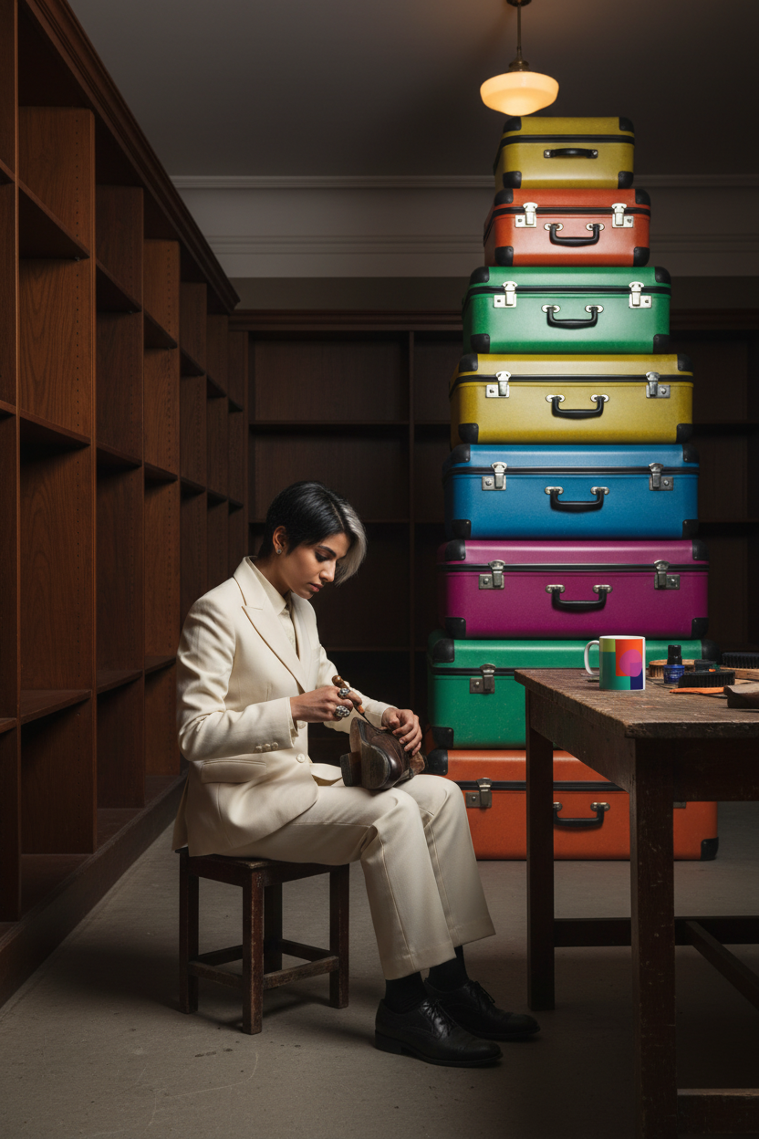 Historic hotel luggage-room editorial