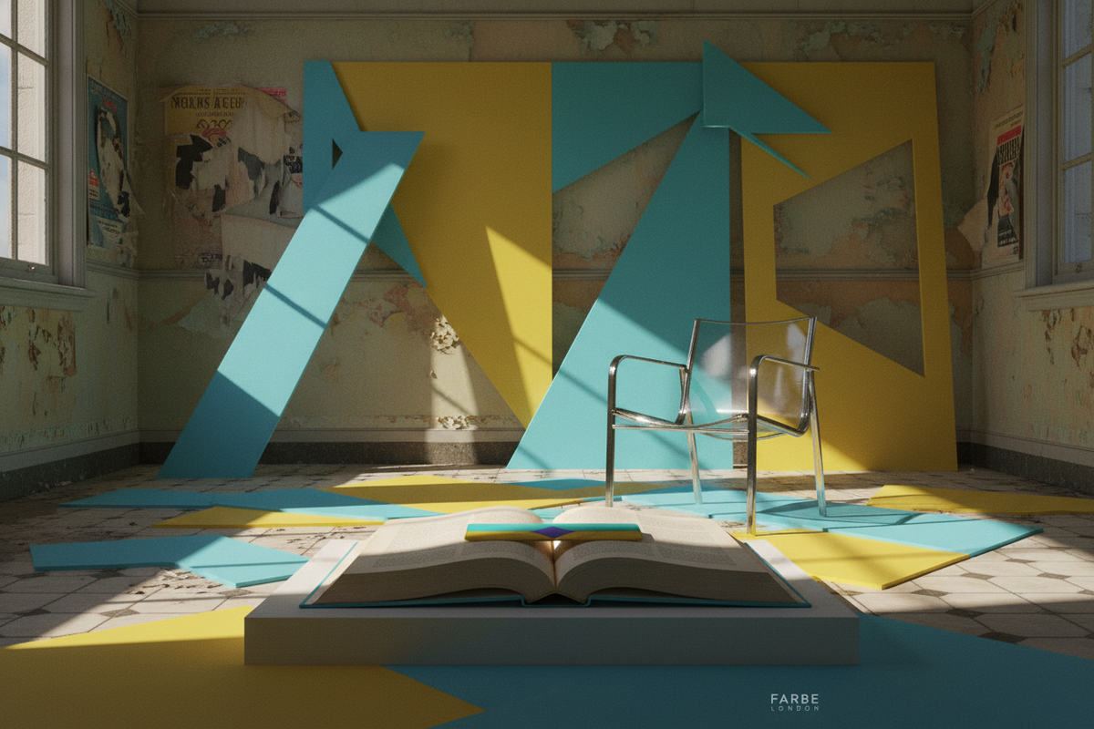 Lemon Sky Diamond leather bookmark lying flat across an open book in a Victorian railway art installation