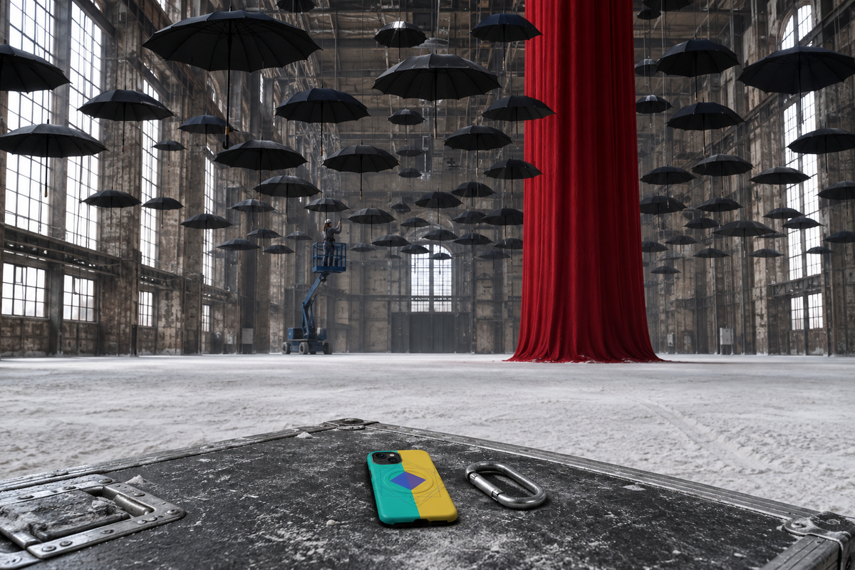 Monumental art installation inside an East London industrial hall