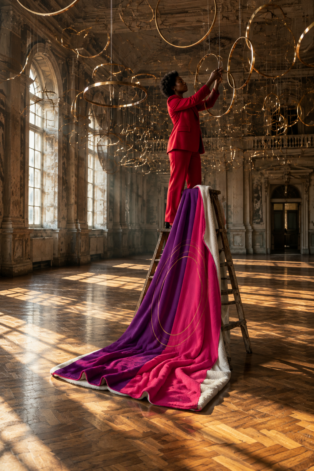 Pink Gold Rings, brass-hoop ballroom