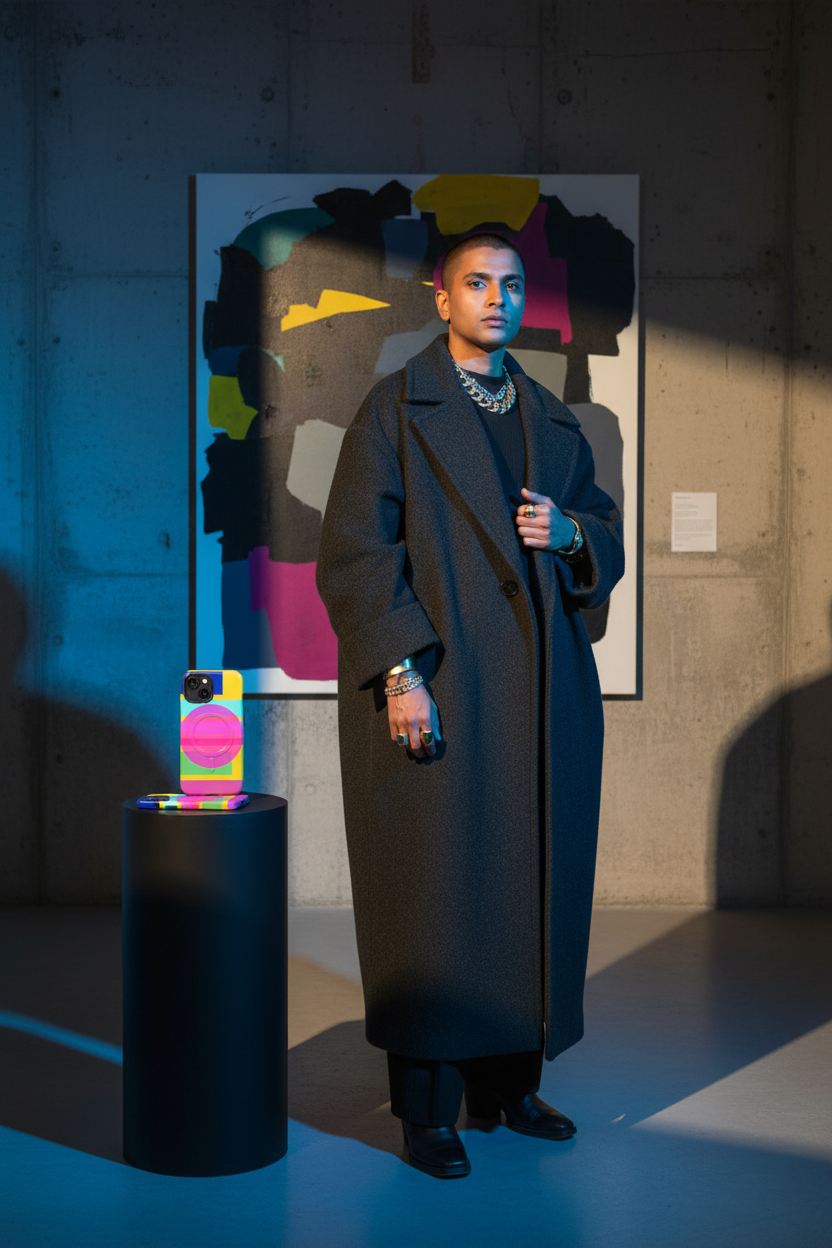 Pink Yellow Moon, brutalist gallery editorial