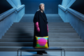 Pink Yellow Moon brutalist staircase editorial