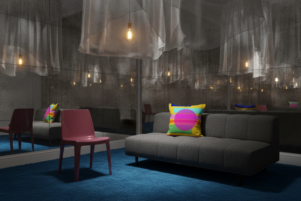 Pink Yellow Moon townhouse interior