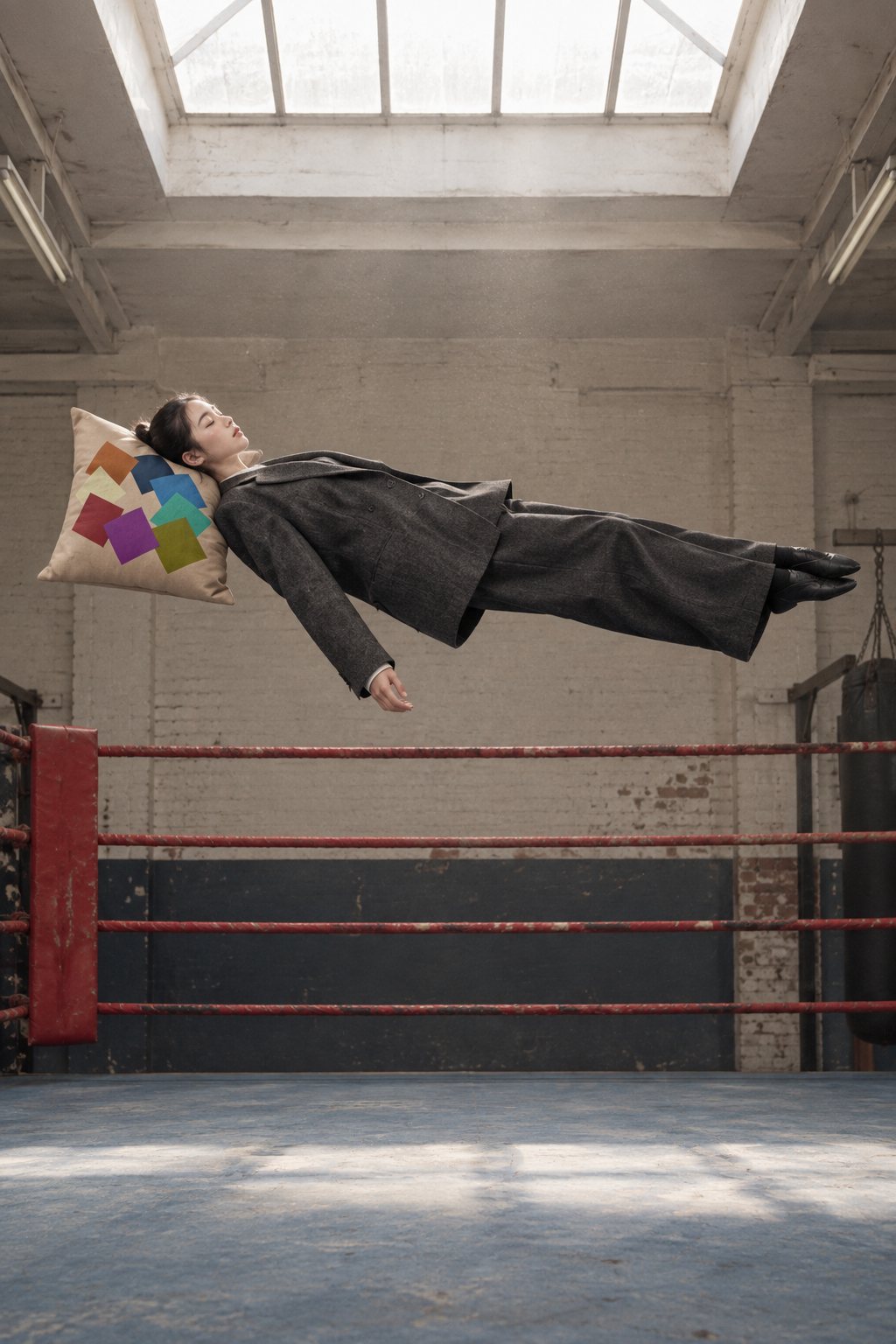 Snail Blush, sleeping ballerina above the boxing ring