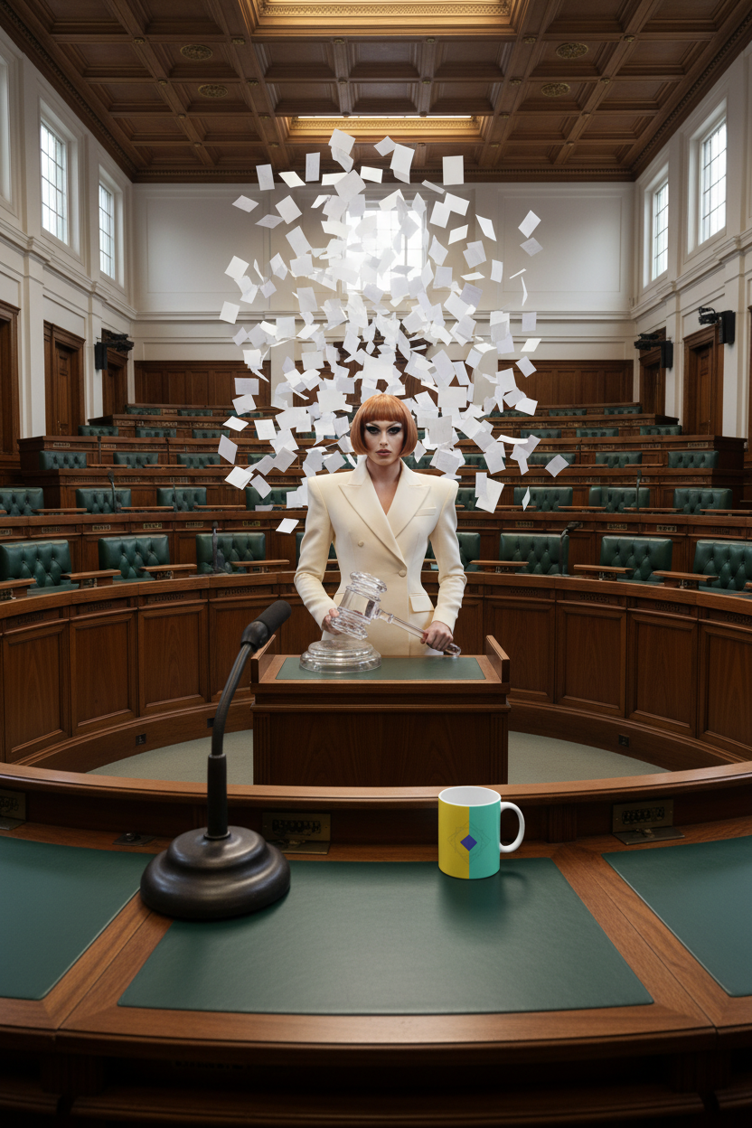 Surreal municipal council chamber